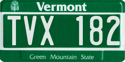 VT license plate TVX182