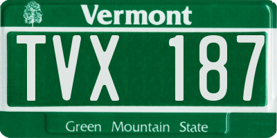 VT license plate TVX187