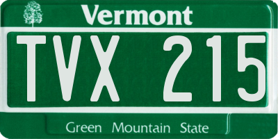 VT license plate TVX215