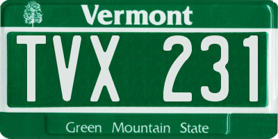 VT license plate TVX231