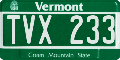 VT license plate TVX233