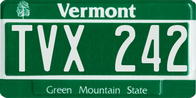 VT license plate TVX242