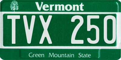 VT license plate TVX250