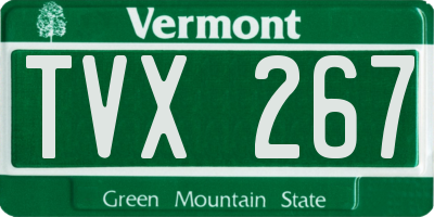 VT license plate TVX267