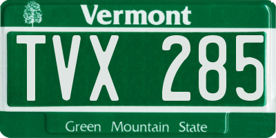 VT license plate TVX285