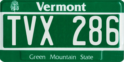 VT license plate TVX286