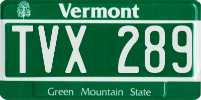 VT license plate TVX289