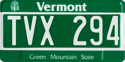 VT license plate TVX294