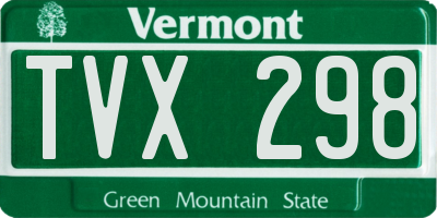 VT license plate TVX298