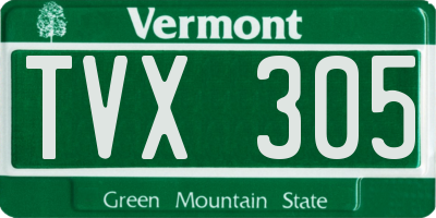 VT license plate TVX305