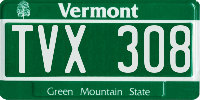 VT license plate TVX308