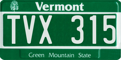 VT license plate TVX315
