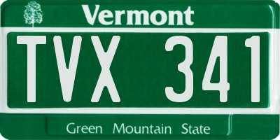 VT license plate TVX341