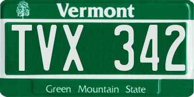 VT license plate TVX342