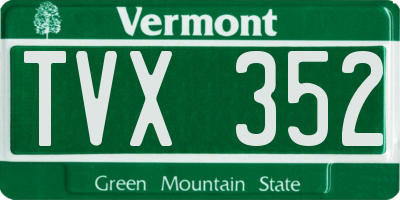 VT license plate TVX352