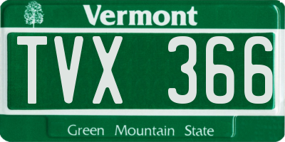 VT license plate TVX366