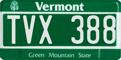 VT license plate TVX388