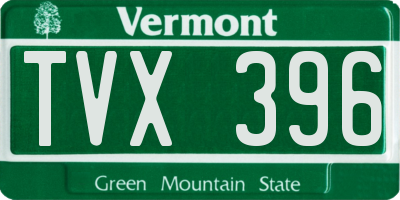 VT license plate TVX396