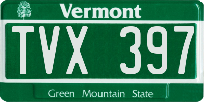 VT license plate TVX397