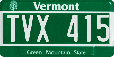 VT license plate TVX415