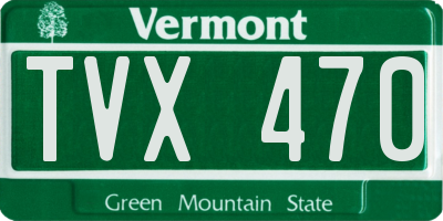 VT license plate TVX470