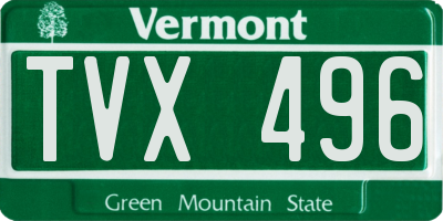 VT license plate TVX496