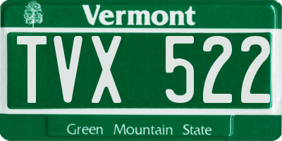 VT license plate TVX522