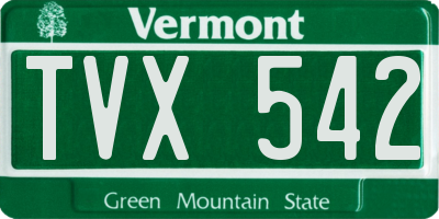 VT license plate TVX542