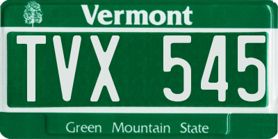 VT license plate TVX545
