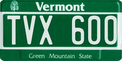 VT license plate TVX600