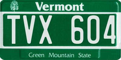 VT license plate TVX604