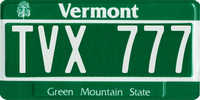 VT license plate TVX777