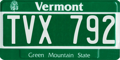 VT license plate TVX792