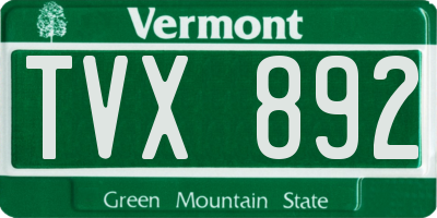 VT license plate TVX892