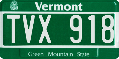 VT license plate TVX918