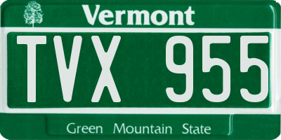 VT license plate TVX955