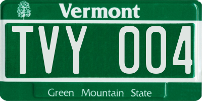 VT license plate TVY004