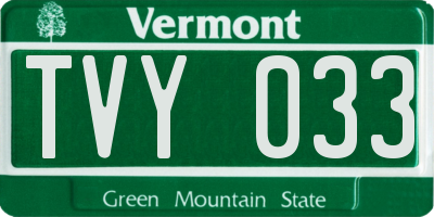 VT license plate TVY033