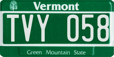 VT license plate TVY058