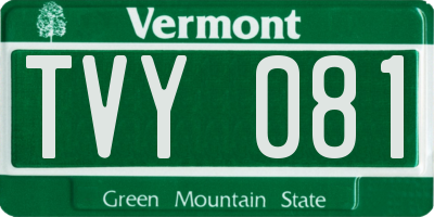 VT license plate TVY081