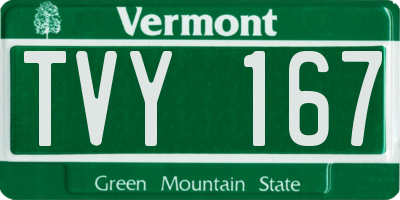 VT license plate TVY167