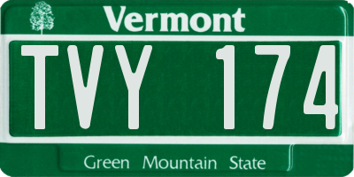 VT license plate TVY174
