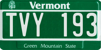VT license plate TVY193