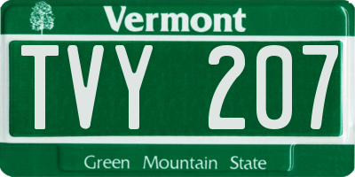 VT license plate TVY207