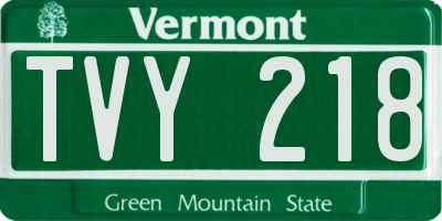 VT license plate TVY218