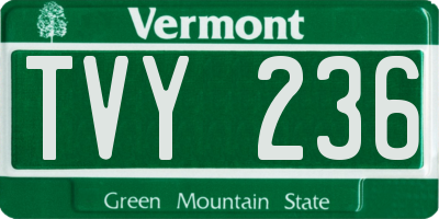 VT license plate TVY236