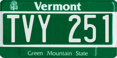 VT license plate TVY251