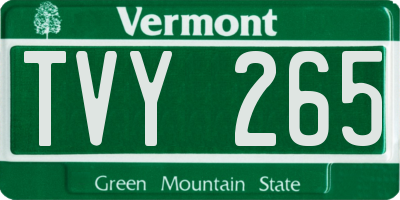 VT license plate TVY265