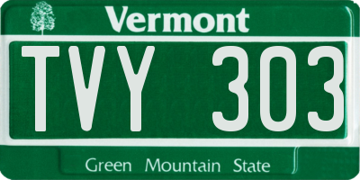 VT license plate TVY303