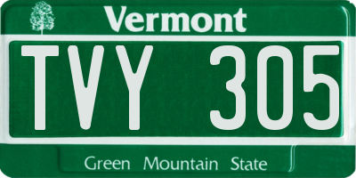 VT license plate TVY305